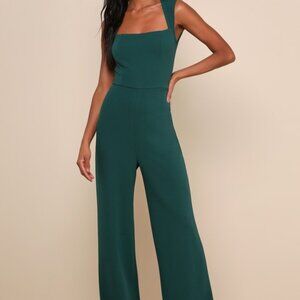Lulus Enticing Endeavors Emerald Green Jumpsuit - Size S